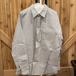 Daniel Cremieux White Shirt with Blue Grid Check